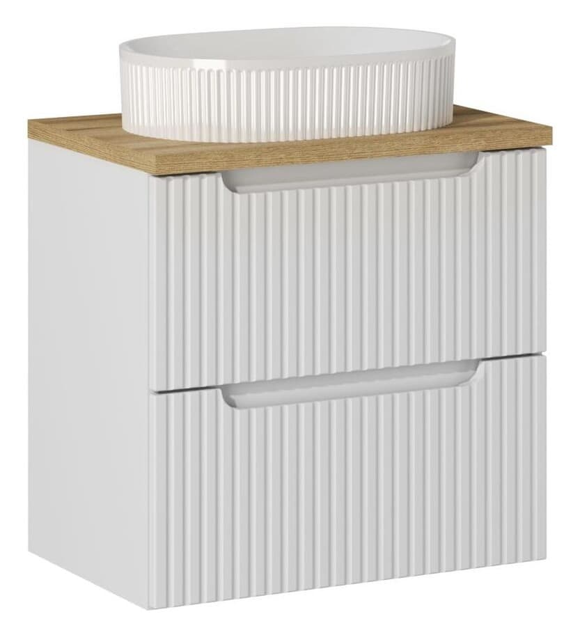 Závesná skrinka Nova White I s doskou a umývadlom 60 cm biela/dub coast evoke 1