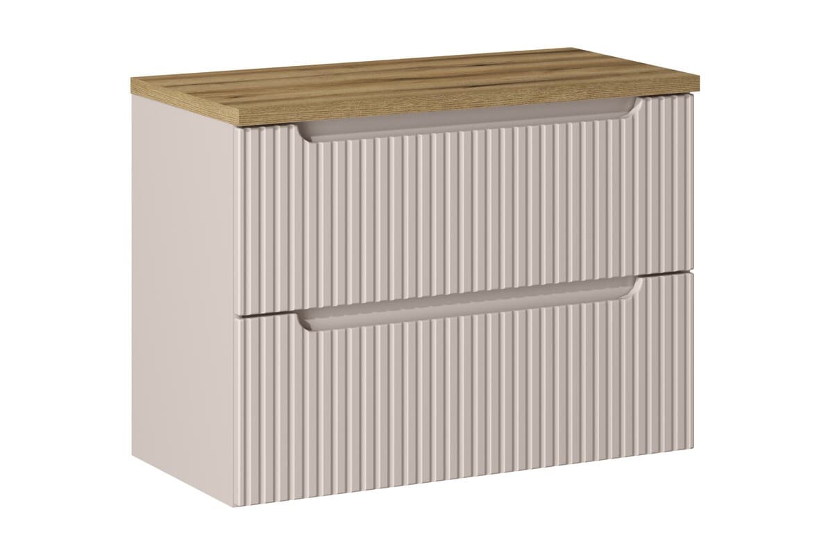 Závesná skrinka pod umývadlo Nova Cashmere II s doskou 80 cm kašmír/dub coast evoke