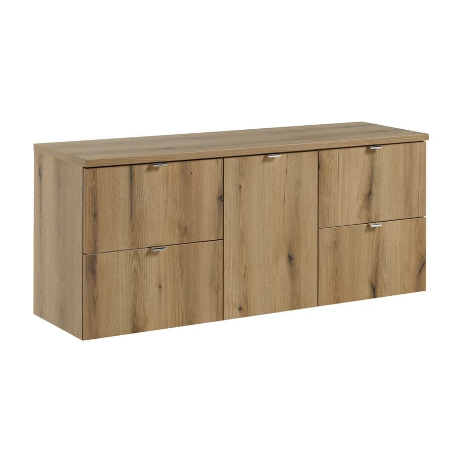 Závesná umývadlová skrinka Nova Oak s doskou 140 cm dub evoke