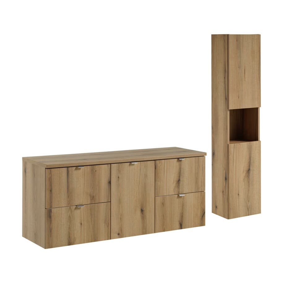 Kúpeľňová zostava Nova Oak I so skrinkami 140 cm dub evoke