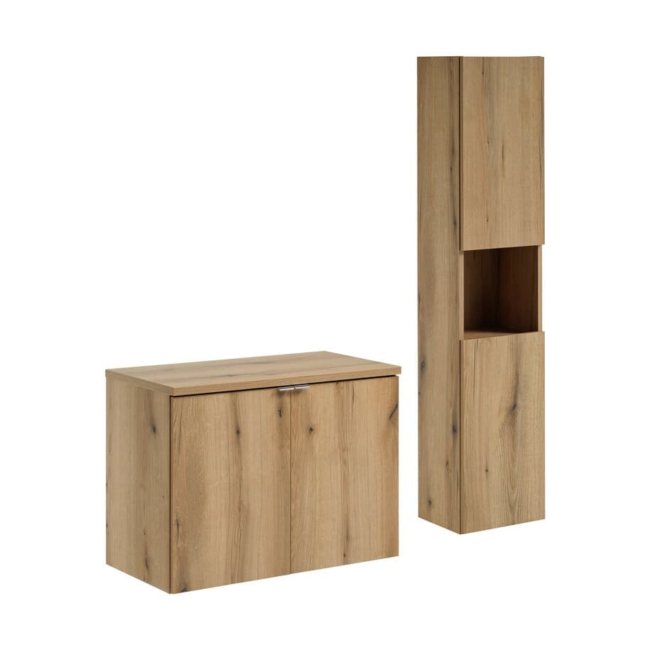 Kúpeľňová zostava Nova Oak II s doskou a skrinkami 80 cm dub Evoke 1