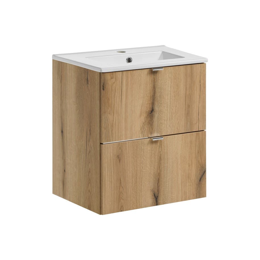 Závesná skrinka Nova Oak Dance I so zápustným umývadlom 50 cm dub evoke/biela