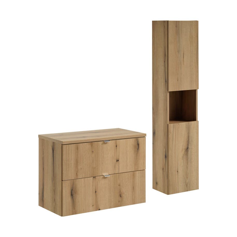 Kúpeľňová zostava Nova Dub I s doskou a skrinkami 80 cm dub evokujúci 1
