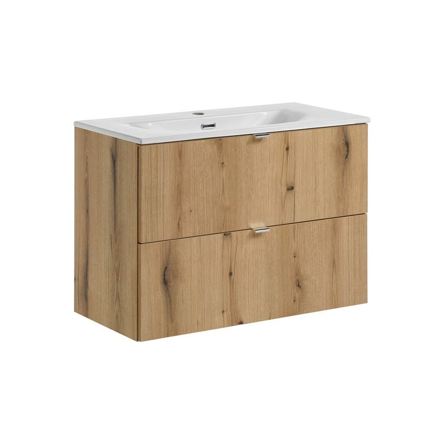 Závesná skrinka Nova Oak II so zápustným umývadlom 80 cm dub coast evoke