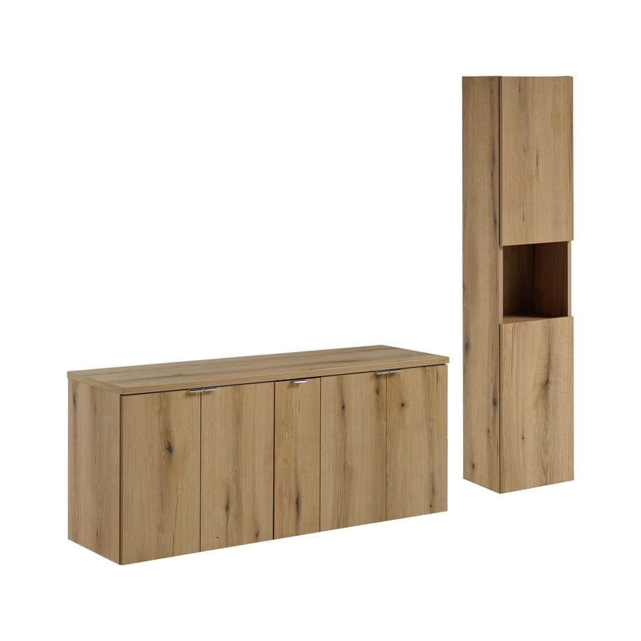 Kúpeľňová zostava Nova Oak II so skrinkami 140 cm dub evoke