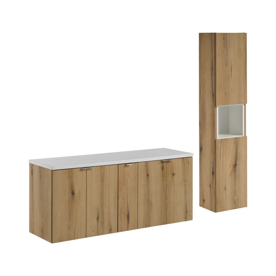Kúpeľňová zostava Nova Dub II so skrinkami 140 cm dub/biela 1