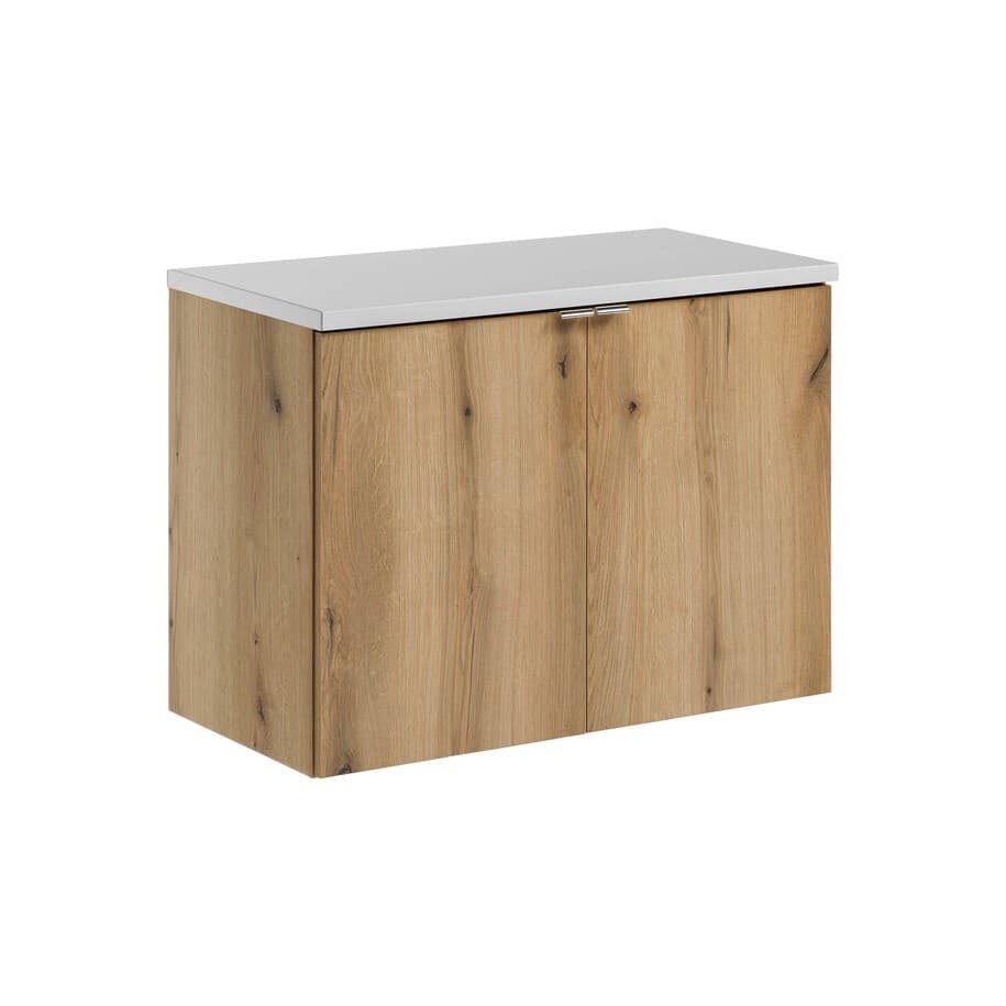 Závesná skrinka pod umývadlo Nova Oak II s doskou 80 cm biela/dub coast evoke