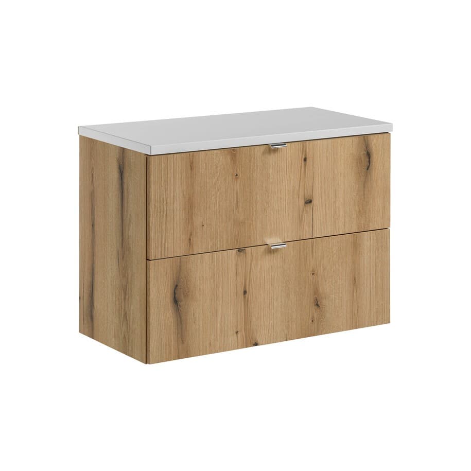 Závesná skrinka pod umývadlo Nova Oak I s doskou 80 cm biela/dub coast evoke
