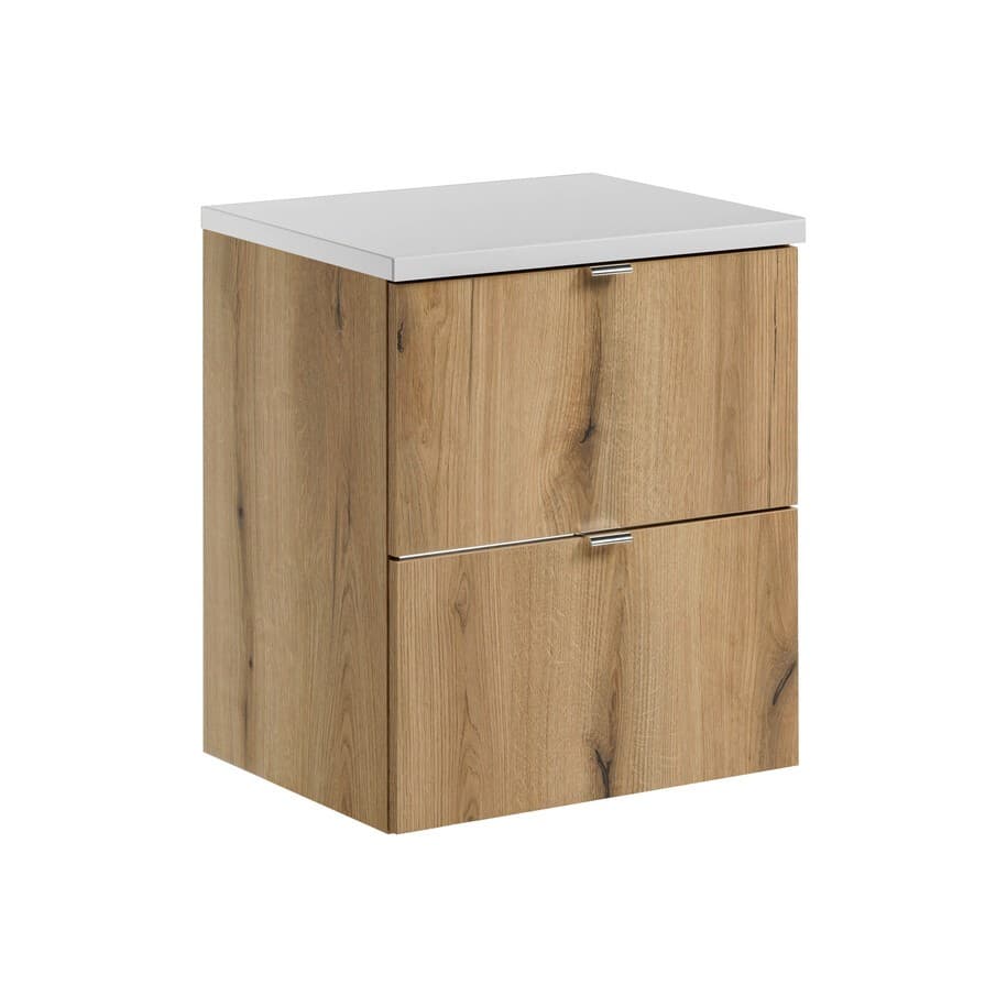 Závesná skrinka pod umývadlo Nova Oak s doskou 50 cm biela/dub evoke 1