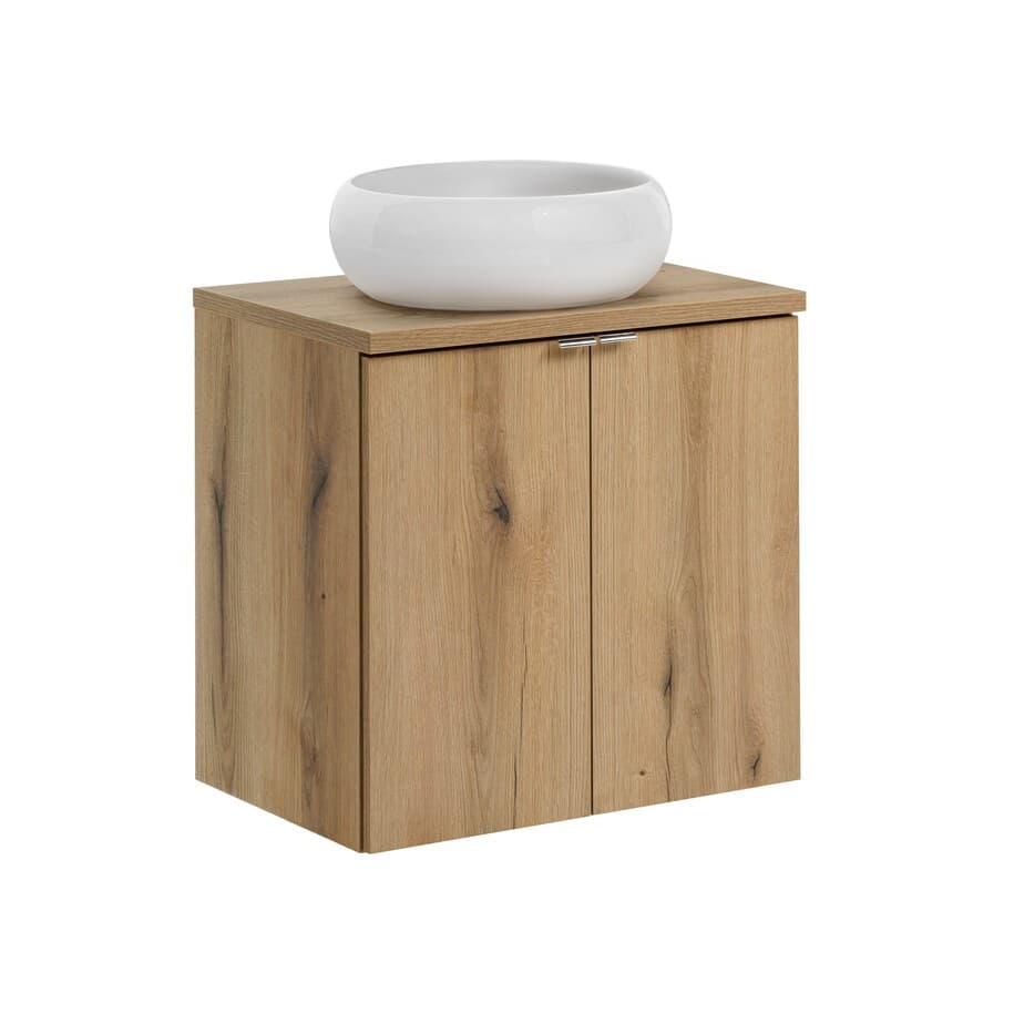 Závesná skrinka Nova Oak Wiki II s doskou a umývadlom 60 cm dub evoke