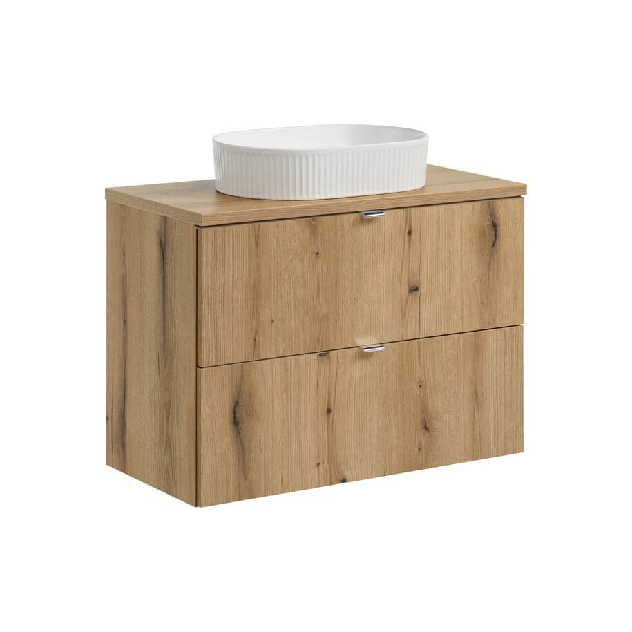 Závesná skrinka Nova Oak Beyond s doskou a umývadlom 80 cm dub coast evoke 1