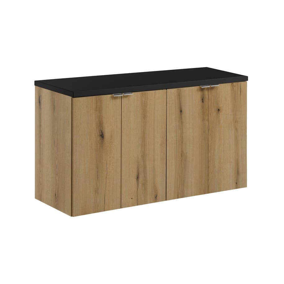 Závesná skrinka pod umývadlo Nova Oak s doskou 100 cm čierna/dub evoke