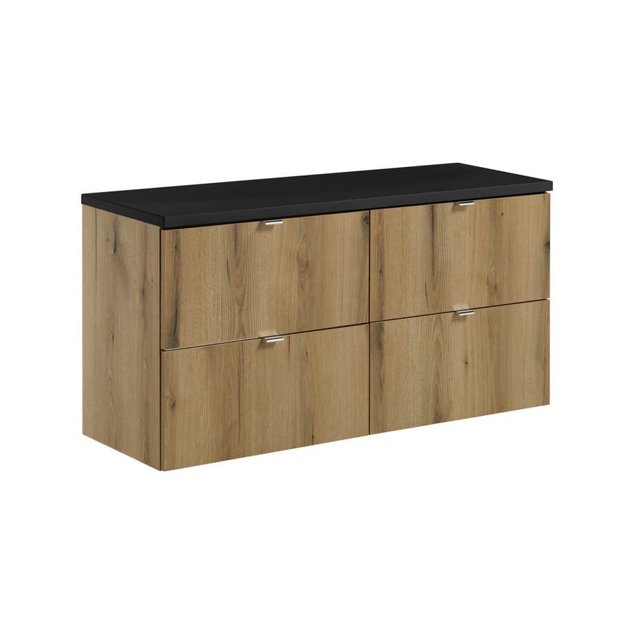 Závesná skrinka pod umývadlo Nova Oak s doskou 120 cm dub evokujúci/čierna