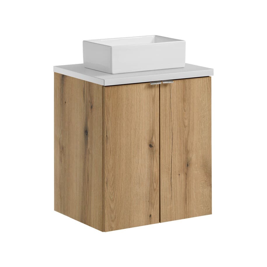Závesná skrinka Nova Oak Gaja II s doskou a umývadlom 50 cm dub pobrežie evokuje/biela 1