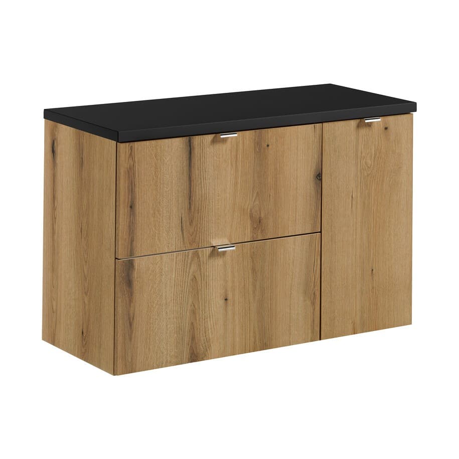 Závesná skrinka pod umývadlo Nova Oak 90 cm čierna/dub coast evoke