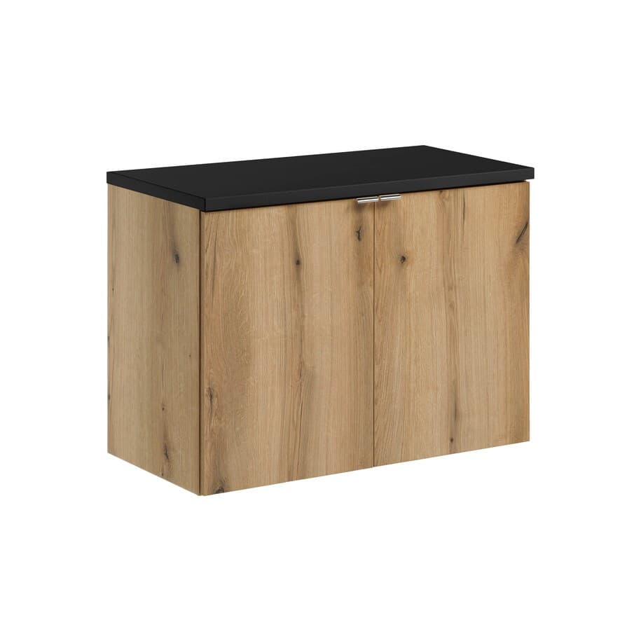 Závesná skrinka pod umývadlo Nova Oak II s doskou 80 cm čierna/dub coast evoke