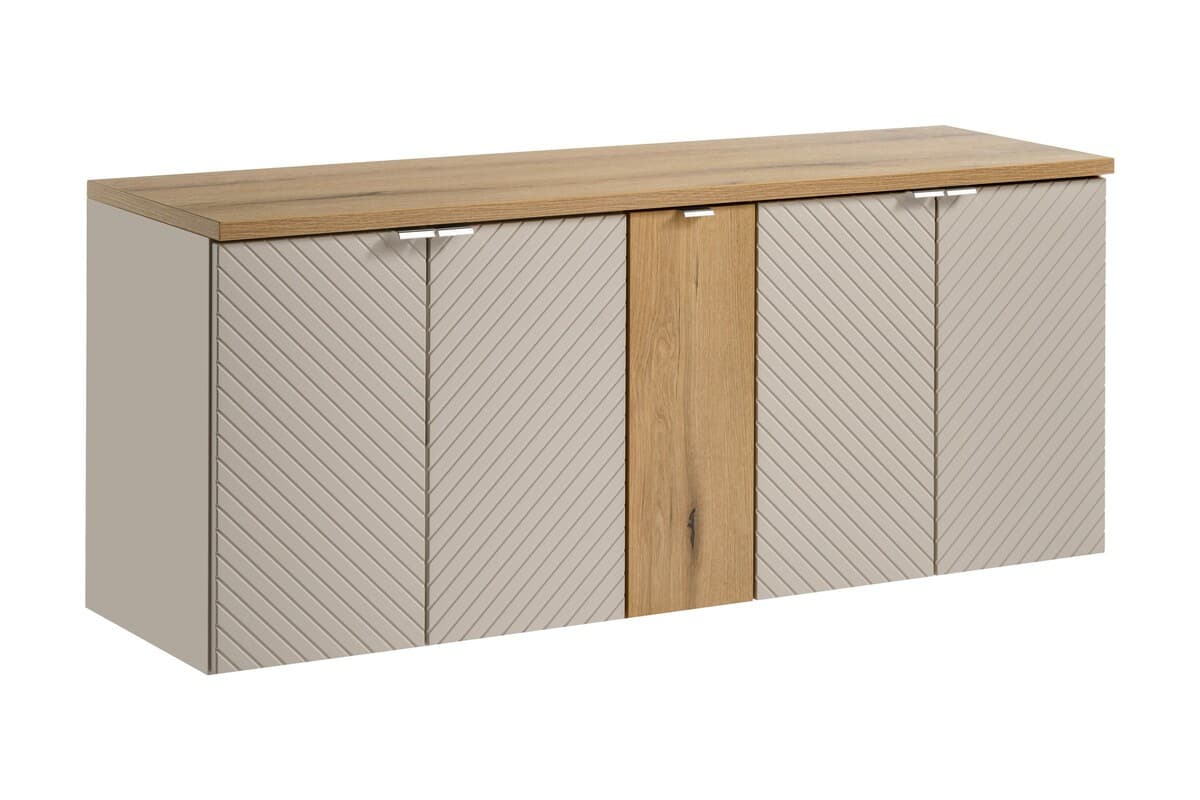 Závesná skrinka pod umývadlo Viva Cashmere s doskou 140 cm kašmír/dub coast evoke