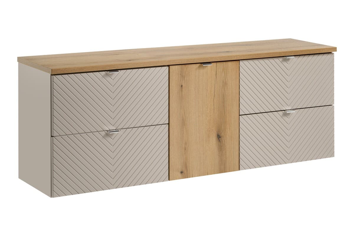 Závesná skrinka pod umývadlo Viva Cashmere s doskou 160 cm kašmír/dub coast evoke