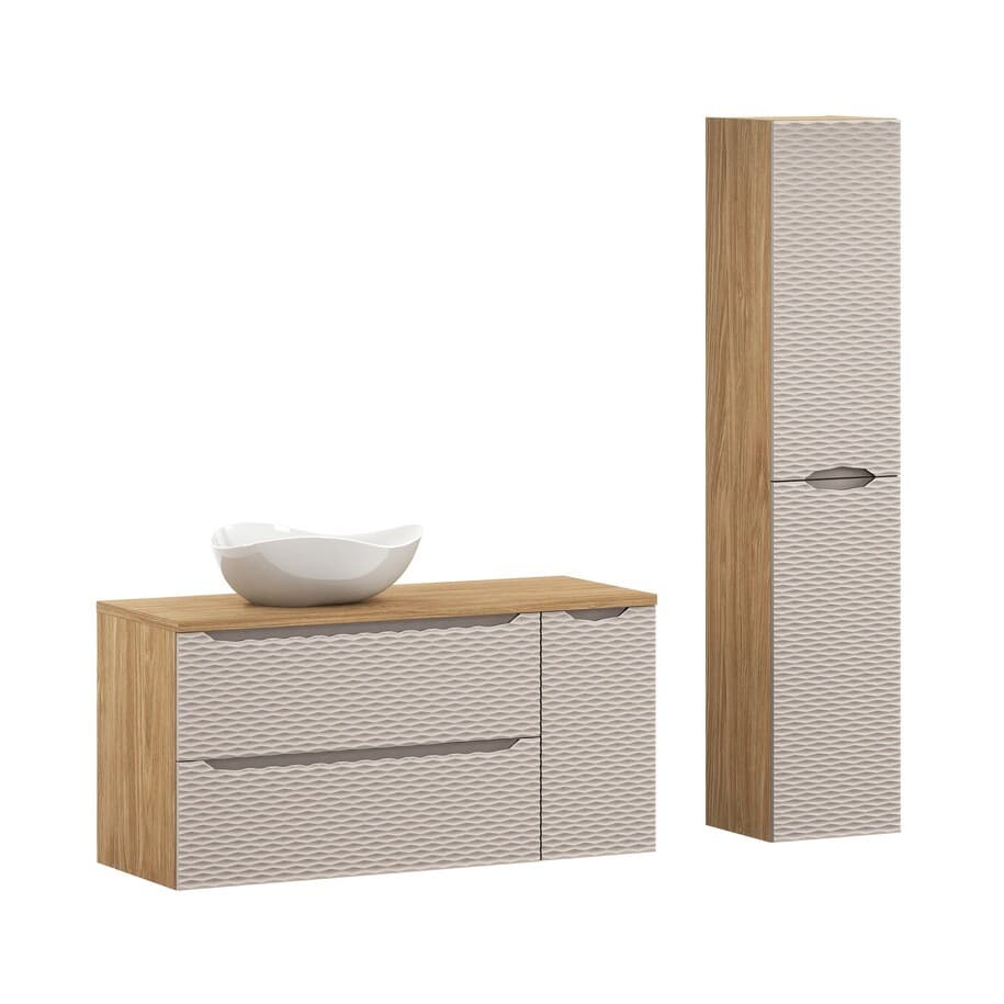 Kúpeľňová zostava Ocean Cloud so skrinkami a umývadlom 120 cm dub olejovaný/béžová