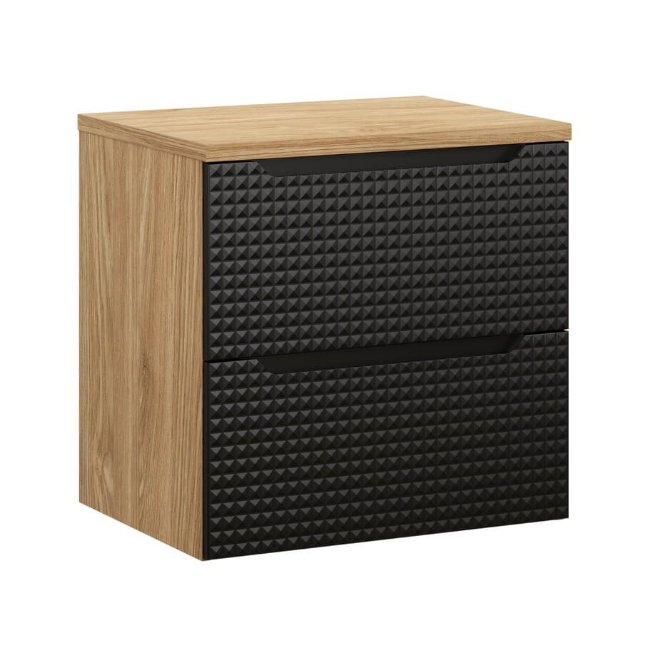 Závesná skrinka pod umývadlo Luxor Black s doskou 60 cm čierna/dub olejovaný