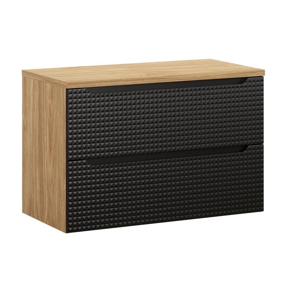 Závesná skrinka pod umývadlo Luxor Black I s doskou 90 cm čierna/dub olejovaný 1