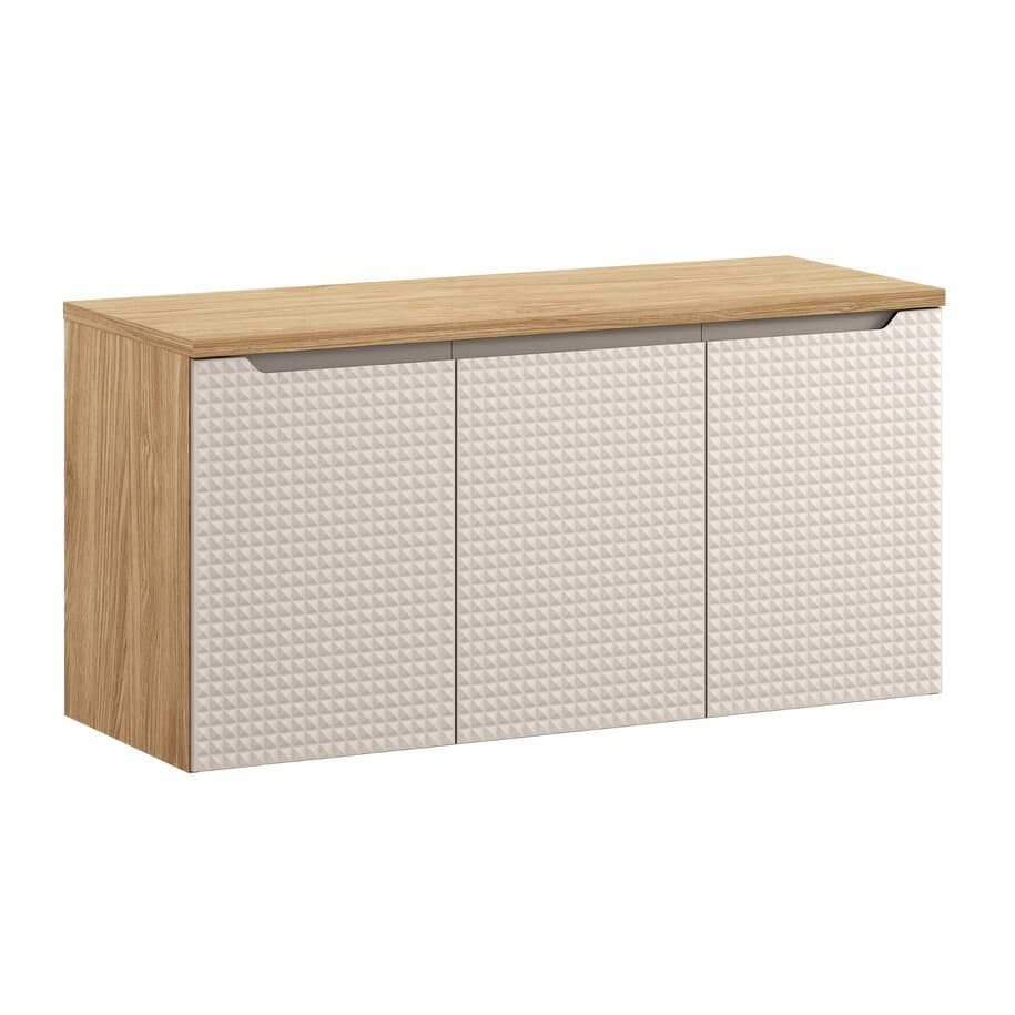 Závesná skrinka pod umývadlo Luxor Beige I s doskou 120 cm béžová/dub olejovaný
