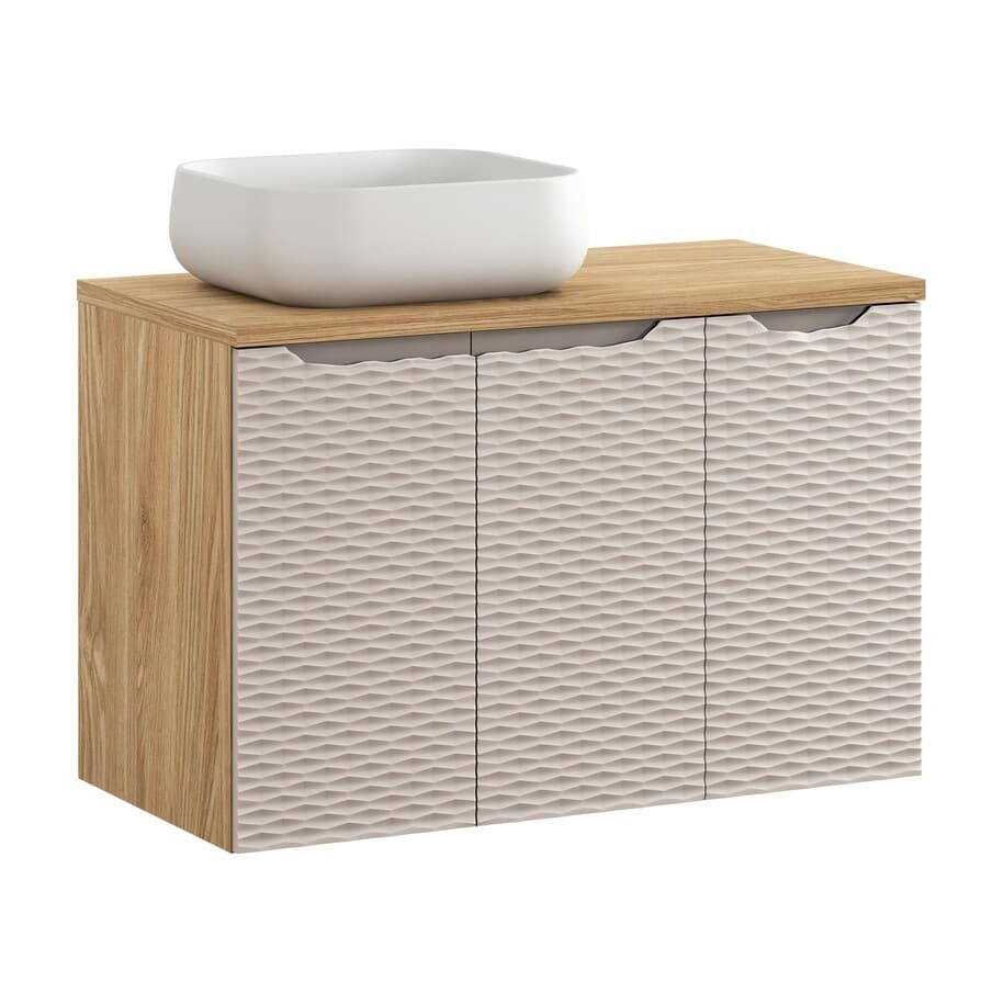 Kúpeľňová skrinka Ocean Beige s doskou a umývadlom 90 cm béžová/dub
olejovaný 1