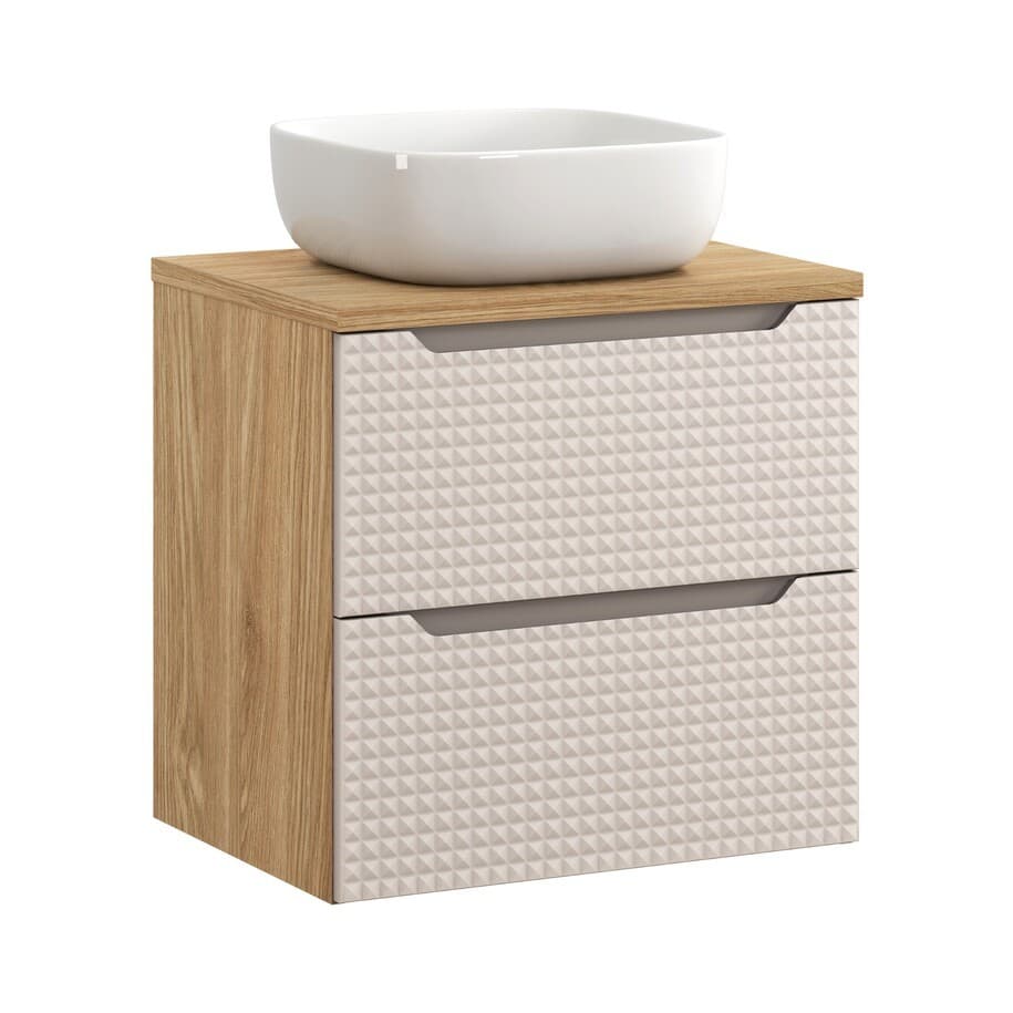 Závesná skrinka Luxor Beige Smile I s doskou a umývadlom 60 cm béžová/dub olejovaný 1
