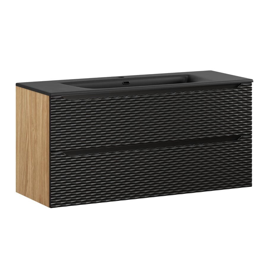 Závesná skrinka Ocean Sky so zápustným umývadlom 120 cm čierna/dub olejovaný