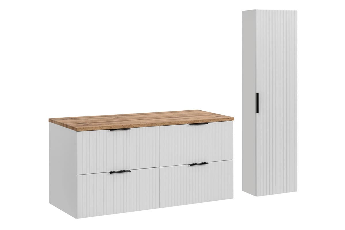 Kúpeľňová zostava Casad s doskou a skrinkami 120 cm biela/dub wotan 1