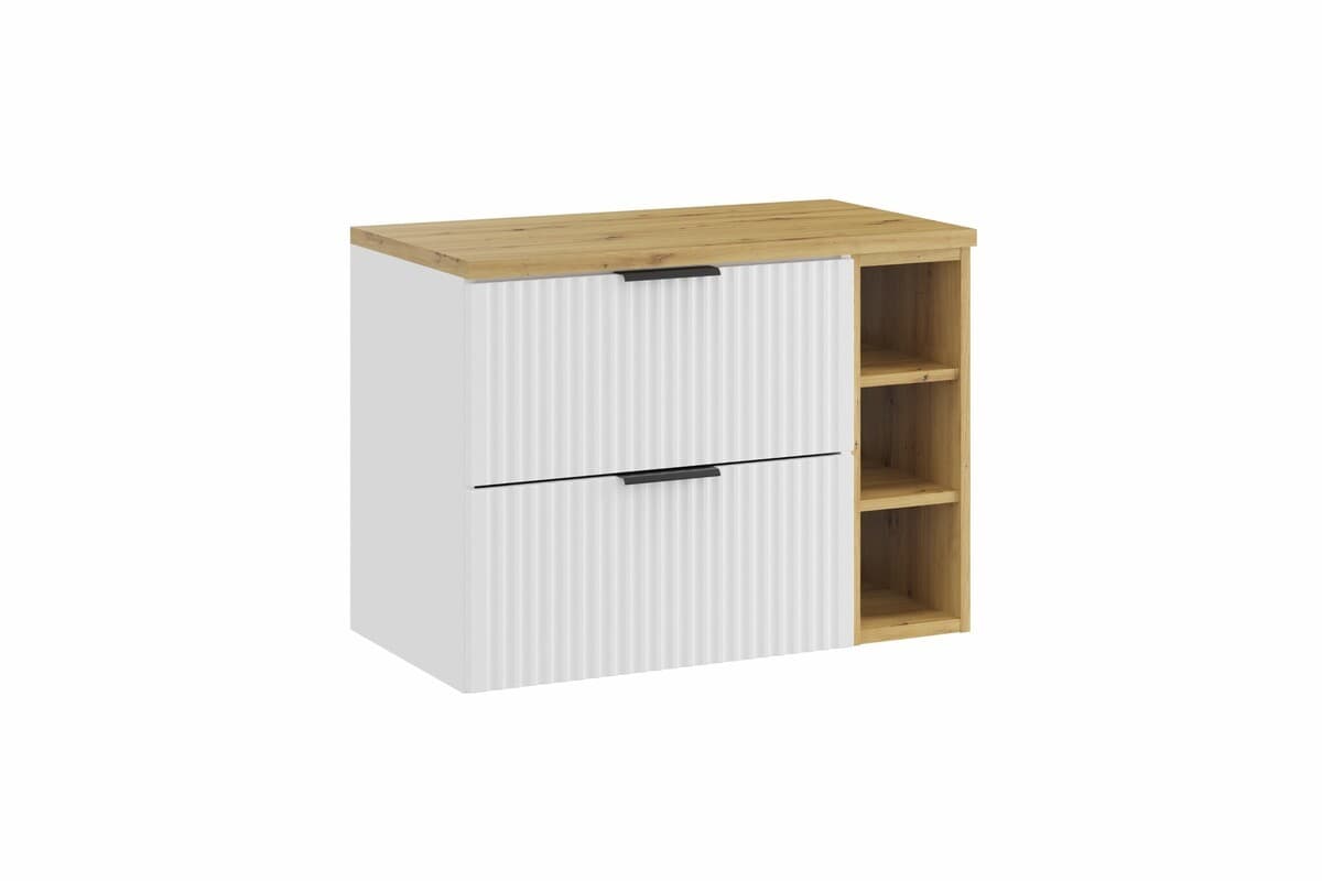 Závesná skrinka pod umývadlo Casad I s doskou 80 cm biela/dub remeselný