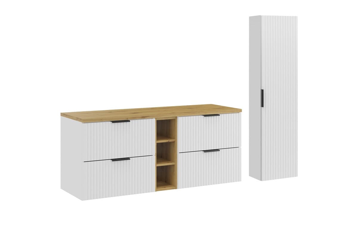 Kúpeľňová zostava Casad s doskou a skrinkami 140 cm biela/dub artisan