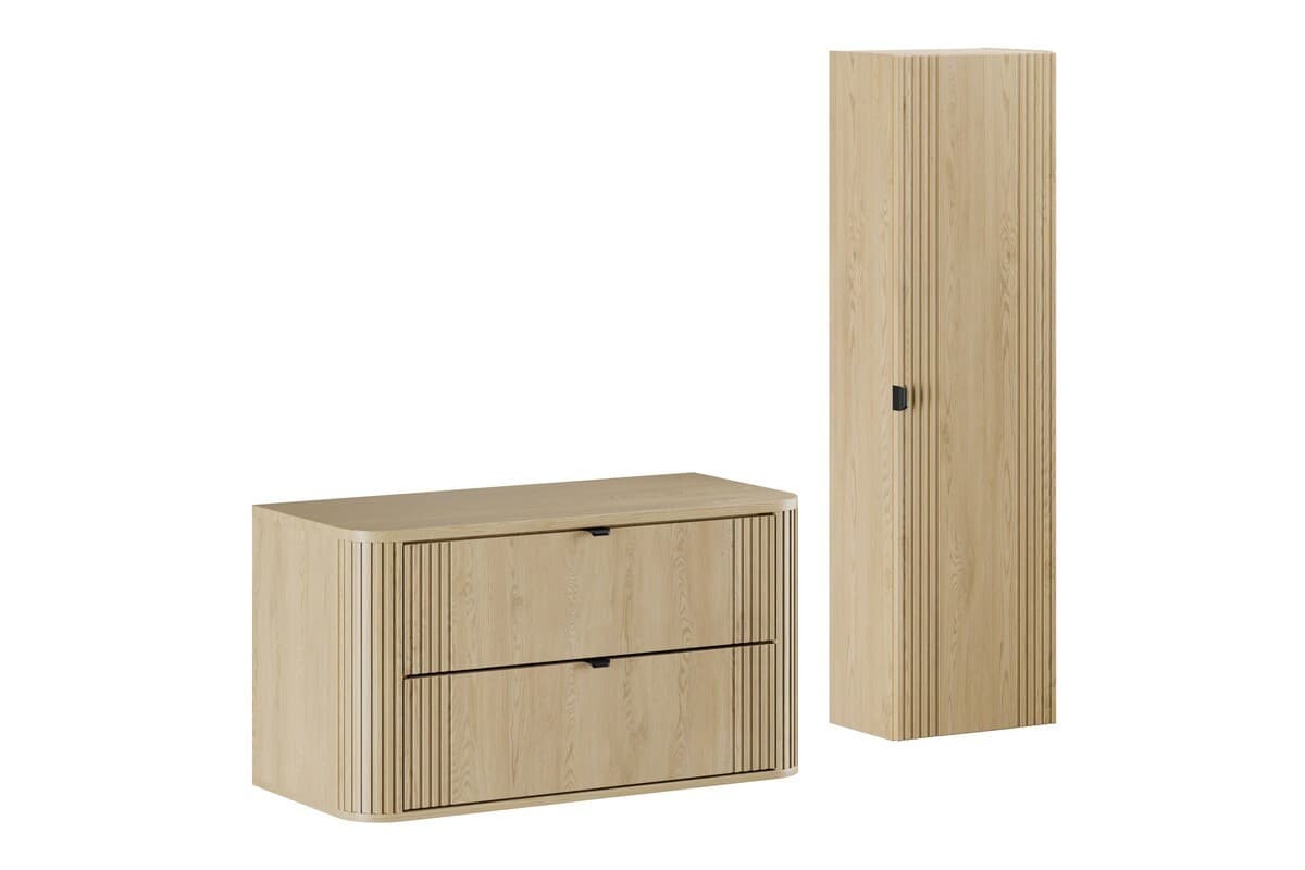 Kúpeľňová zostava Ovalia so skrinkami 100 cm dub Cremona 1