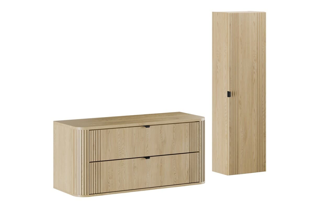 Kúpeľňová zostava Ovalia so skrinkami 120 cm dub Cremona 1
