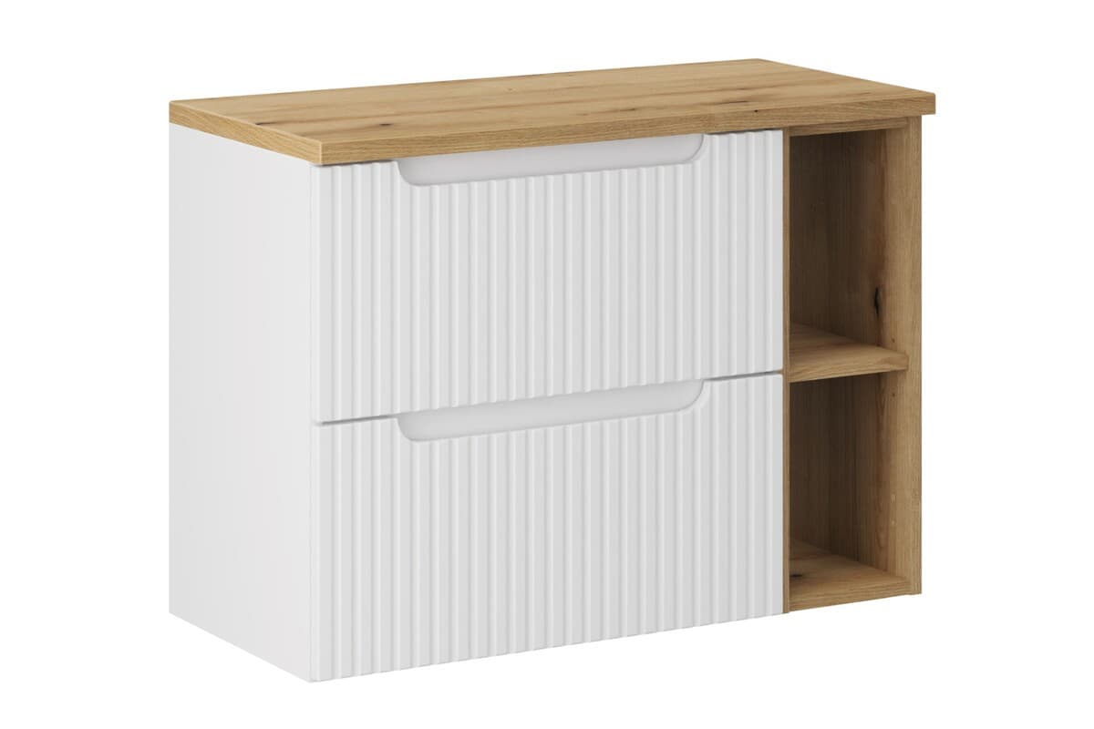 Závesná skrinka pod umývadlo Nova White s doskou 80 cm biela/dub evoke 1