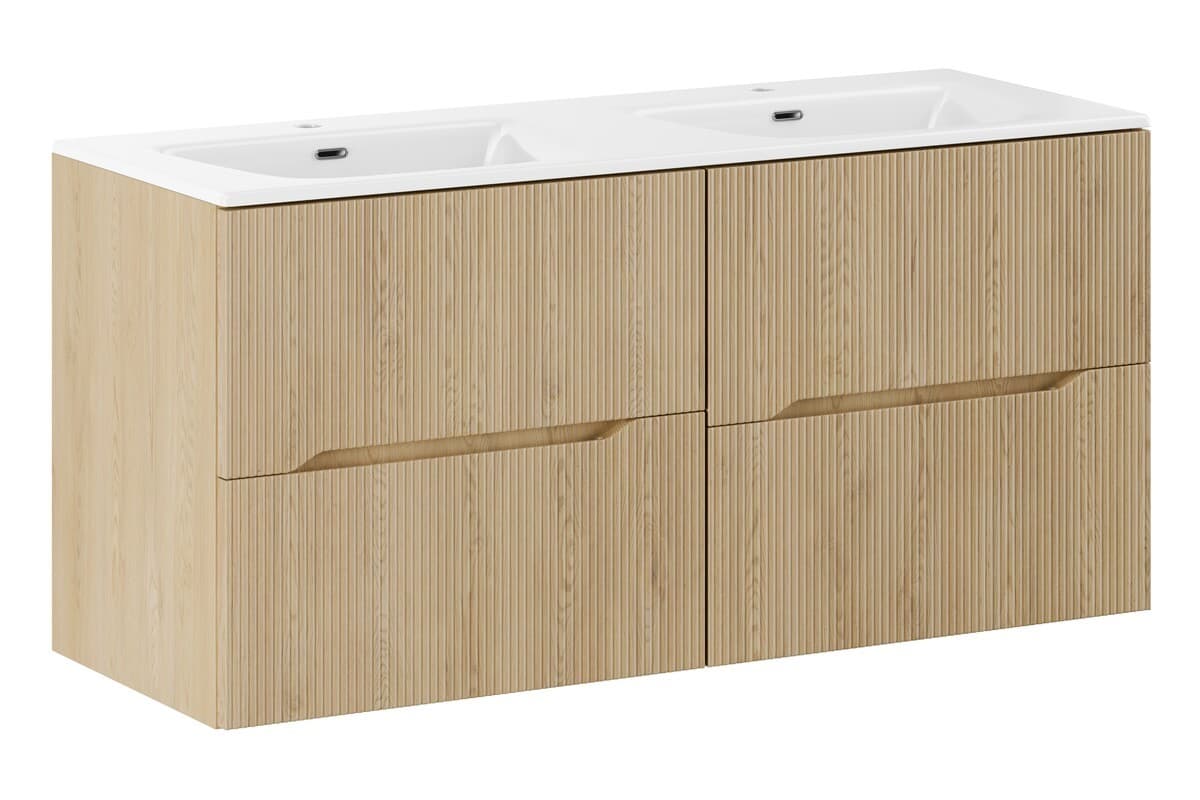 Závesná skrinka Nordic Sky so zápustnými umývadlami 120 cm dub cremona