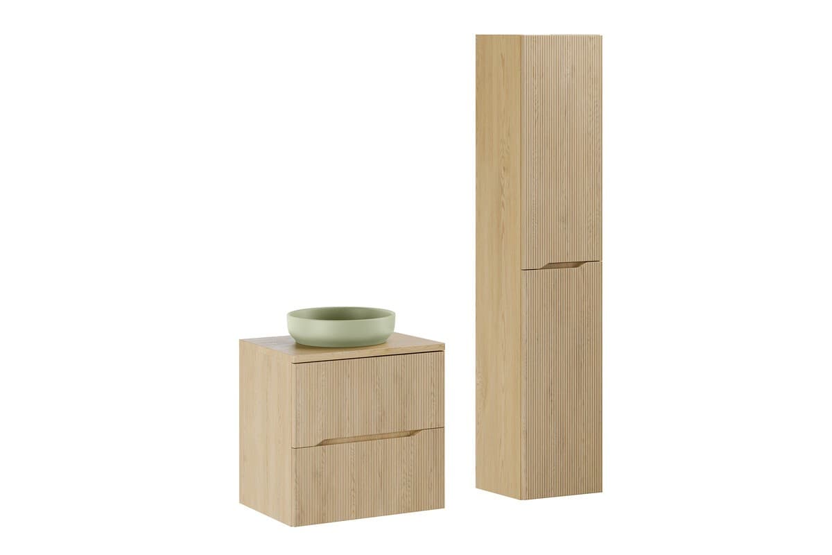 Kúpeľňová zostava Nordic s doskou, umývadlom a skrinkami 60 cm dub cremona