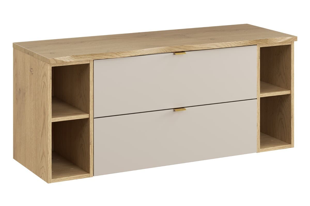 Závesná skrinka pod umývadlo Dalia Cashmere Nature s doskou a regálmi 120 cm dub cremona/kašmírová