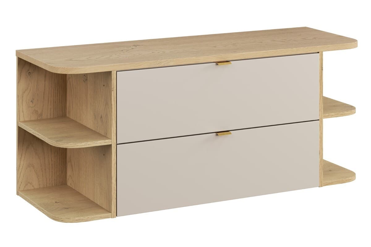Závesná skrinka pod umývadlo Dalia Cashmere Ovalia s doskou 120 cm kašmírová/dub cremona 1