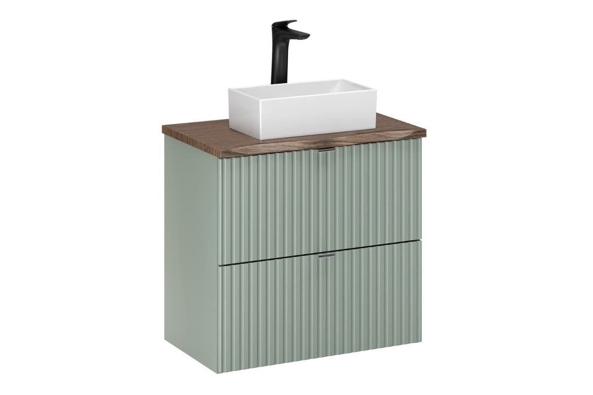 Závesná skrinka Line Reed Green Gaja s doskou a umývadlom 60 cm zelená/dub casella 1