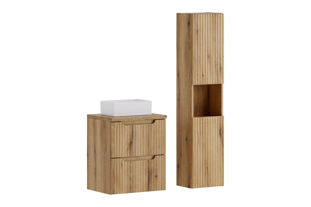 Kúpeľňová zostava Nova Gaja s doskou, umývadlom a skrinkami 50 cm dub coast evoke