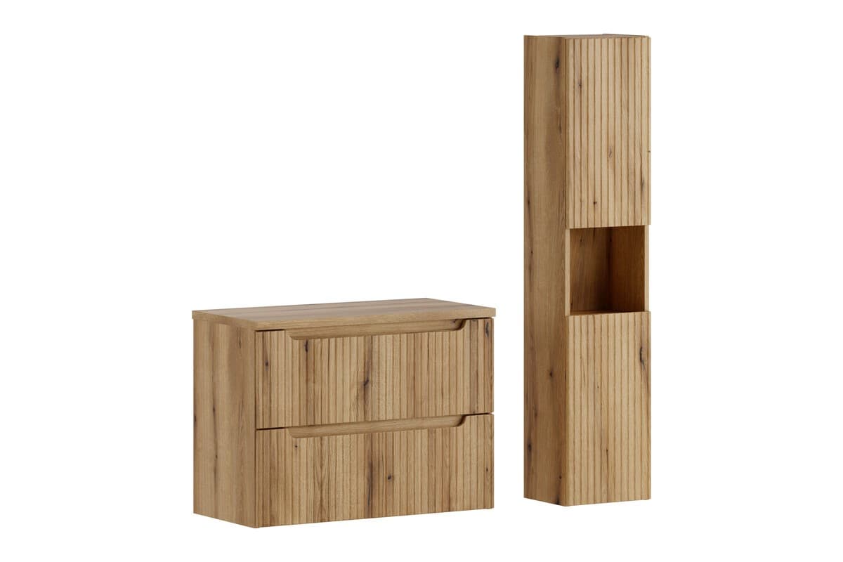 Kúpeľňová zostava Nova s doskou a skrinkami 80 cm dub coast evoke 1