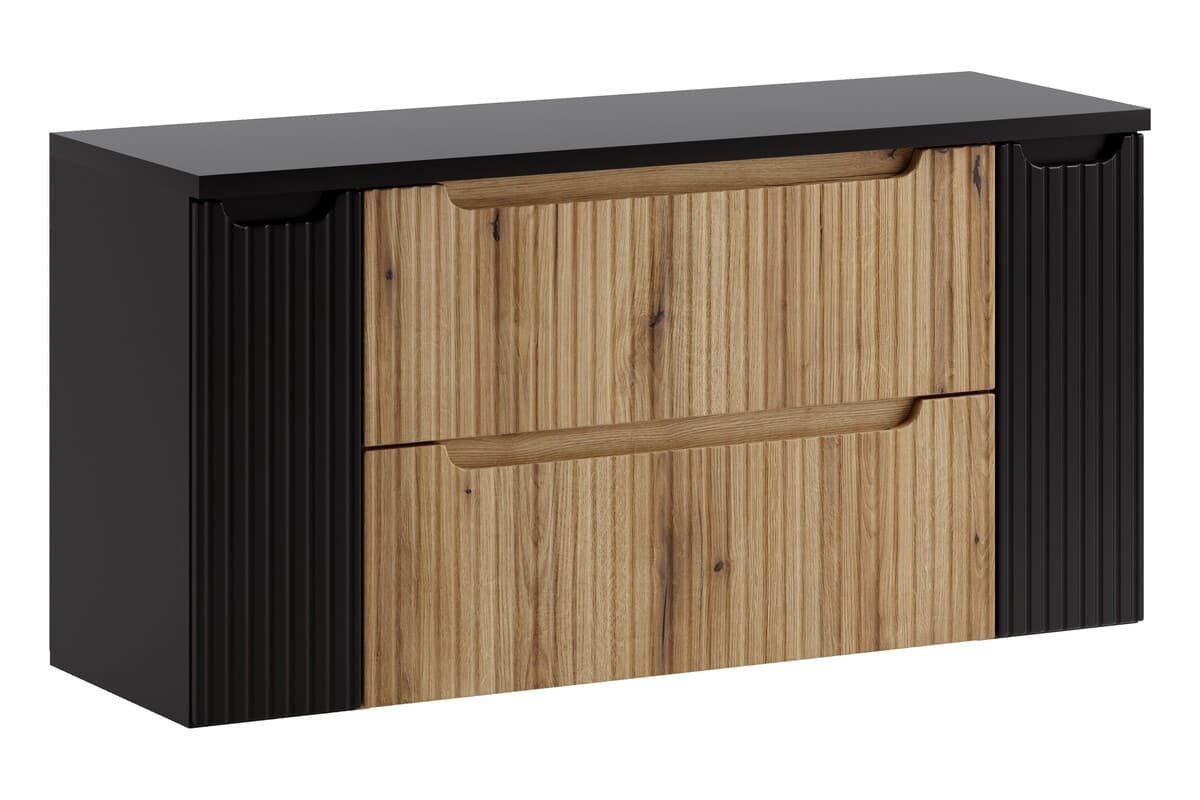 Závesná skrinka pod umývadlo Nova s doskou 120 cm dub coast evoke/čierna