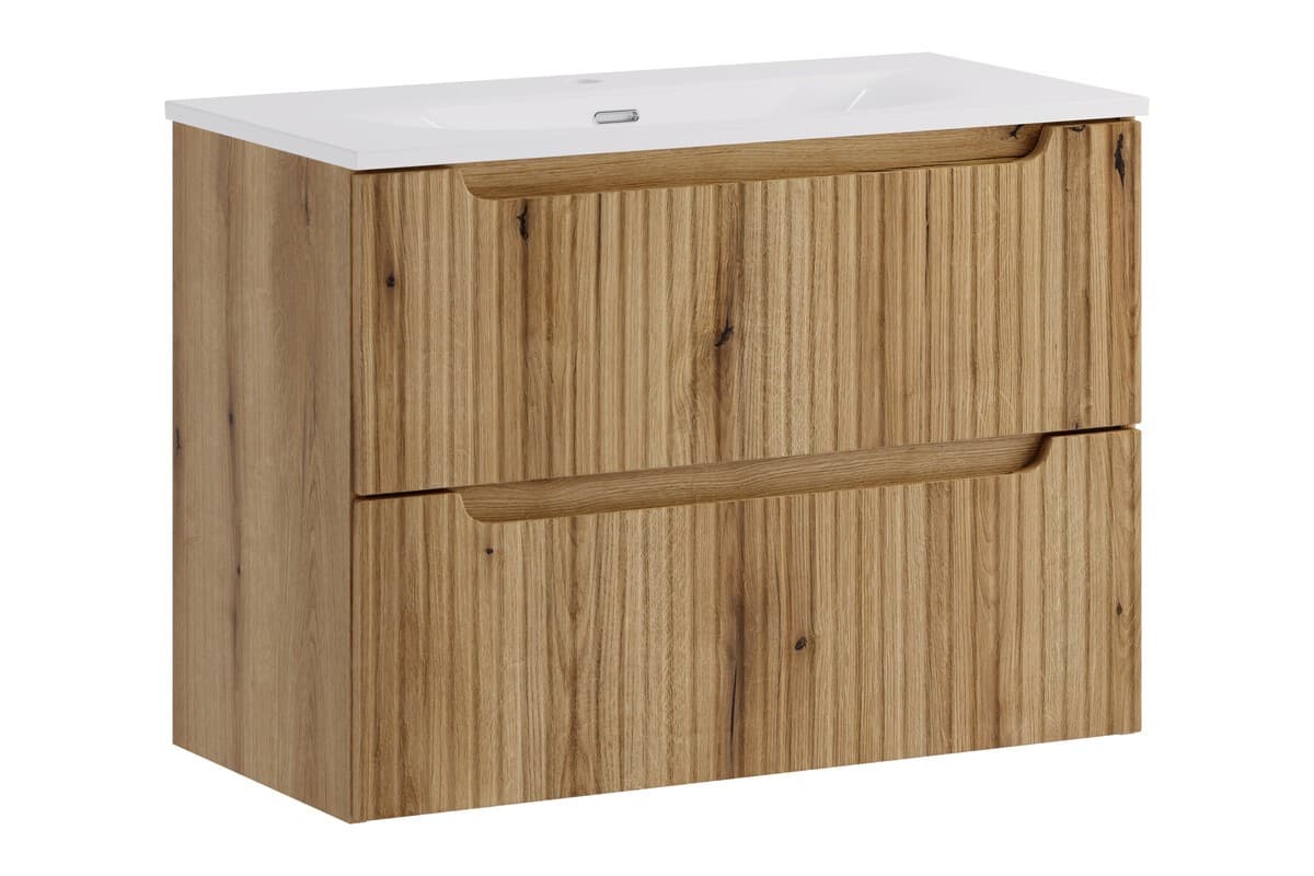 Závesná skrinka Nova Sky so zápustným umývadlom Nova 80 cm dub coast evoke 1