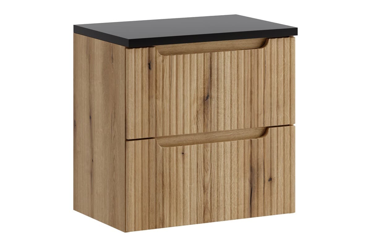 Závesná skrinka pod umývadlo Nova s doskou 60 cm dub coast evoke/čierna 1