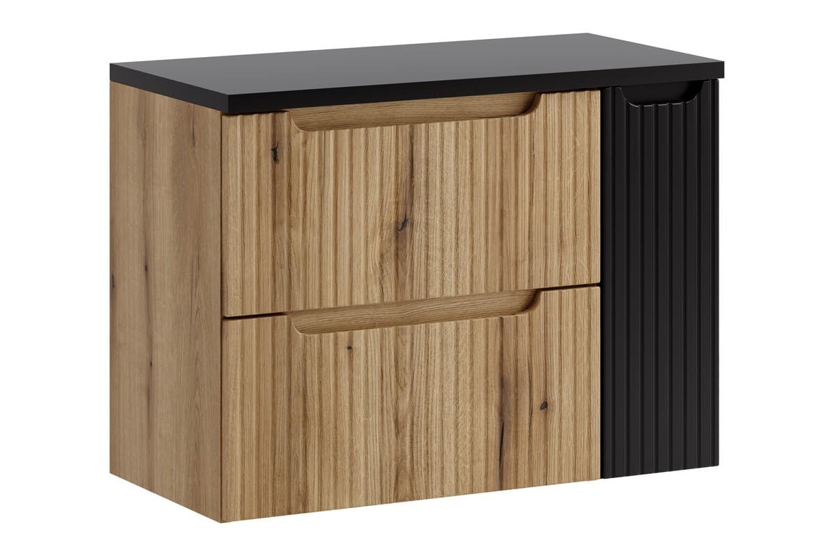 Závesná skrinka pod umývadlo Nova s doskou 80 cm dub coast evoke/čierna 1