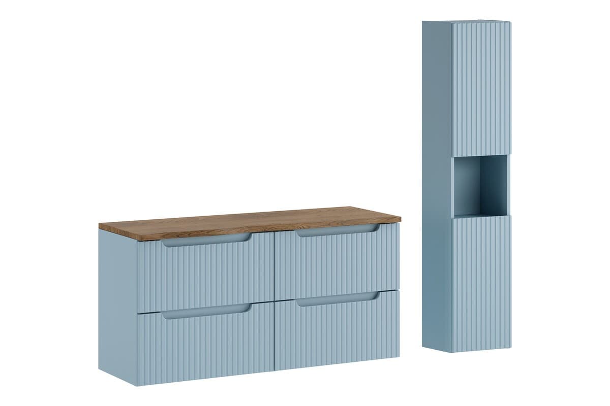 Kúpeľňová zostava Nova Denim s doskou a skrinkami 120 cm modrá/dub casella 1