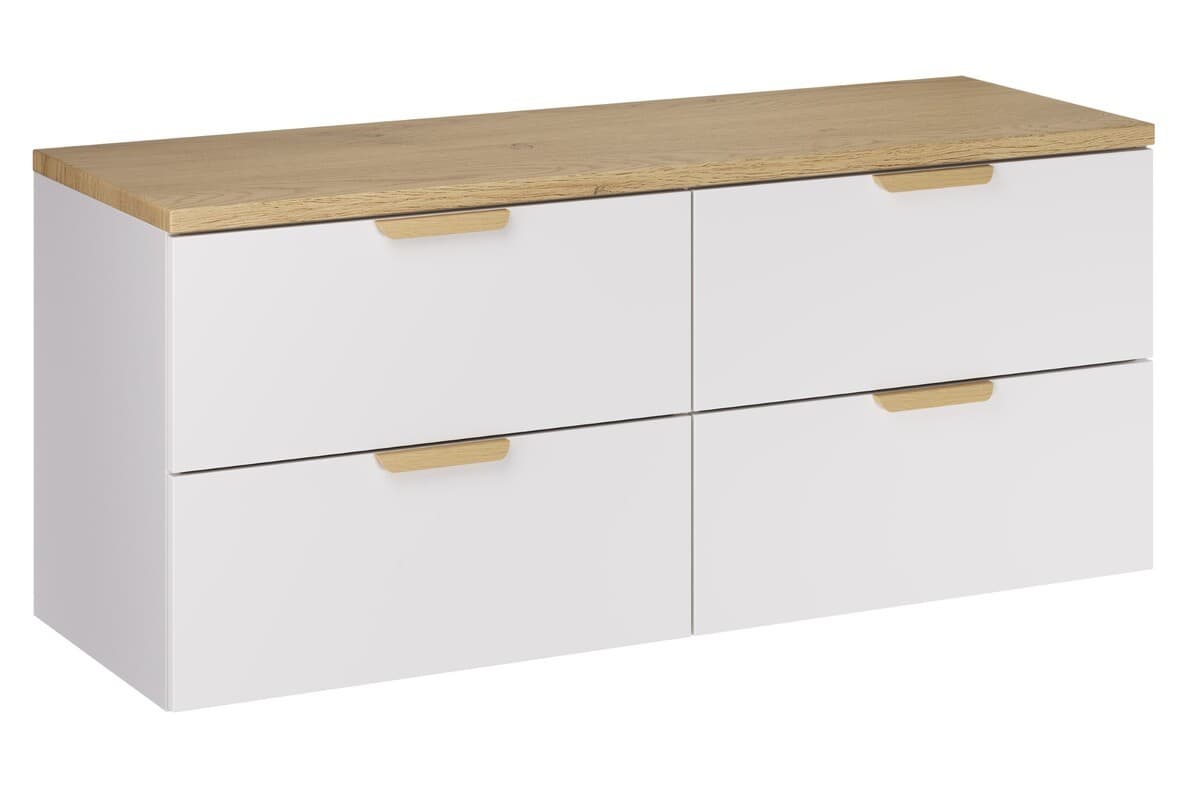 Závesná skrinka pod umývadlo Aster Nordic s doskou 120 cm biela/dub cremona