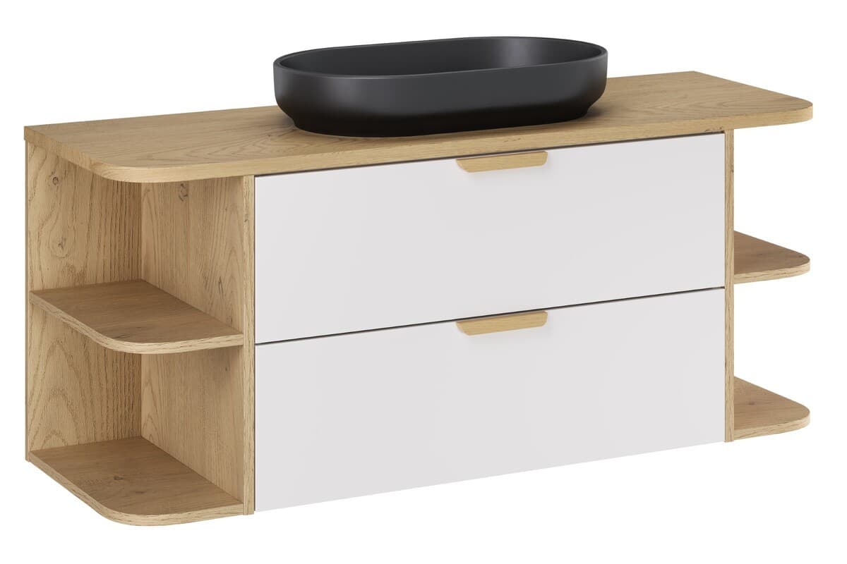 Závesná kúpeľňová skrinka Aster River s umývadlom 120 cm dub cremona/biela