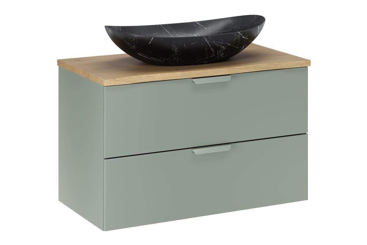 Závesná skrinka Aster Lena s umývadlom 80 cm zelená/dub cremona